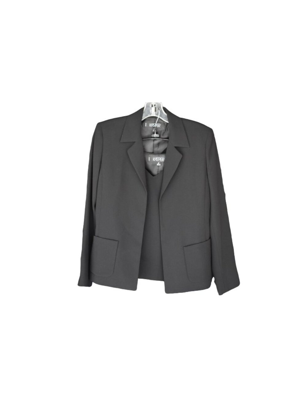 Women's Kasper Black Polyester Blazer W/ Matching Black Top Size 2P